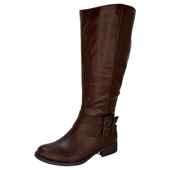 Style & Co Maliaa Brown Faux Leather Wide Calf Knee High Womens Boots Size 6M - Picture 2 of 13